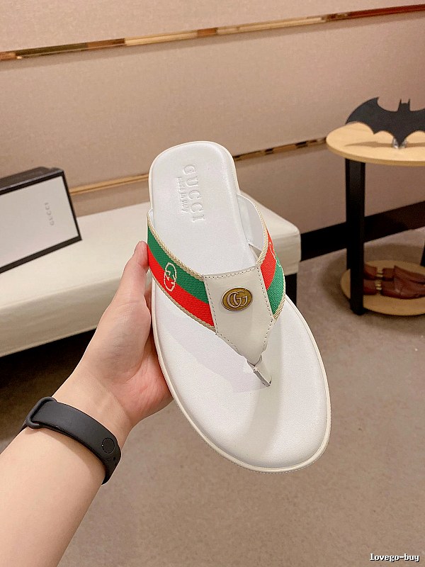 Gucci Double G Webbing Vintage Style White Flip-Flops