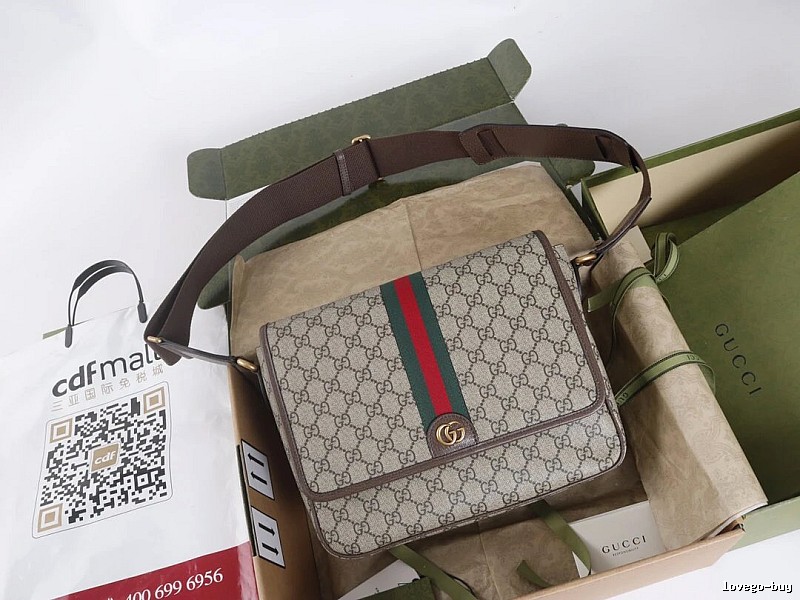 Gucci Mini crossbody bag Beige GG Canvas Flap