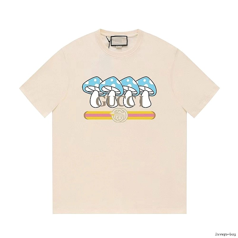 Gucci Mushroom Print Casual Style Off-white T-shirt