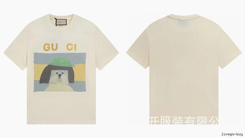 Gucci Puppy Print Casual Style Off-white T-shirt