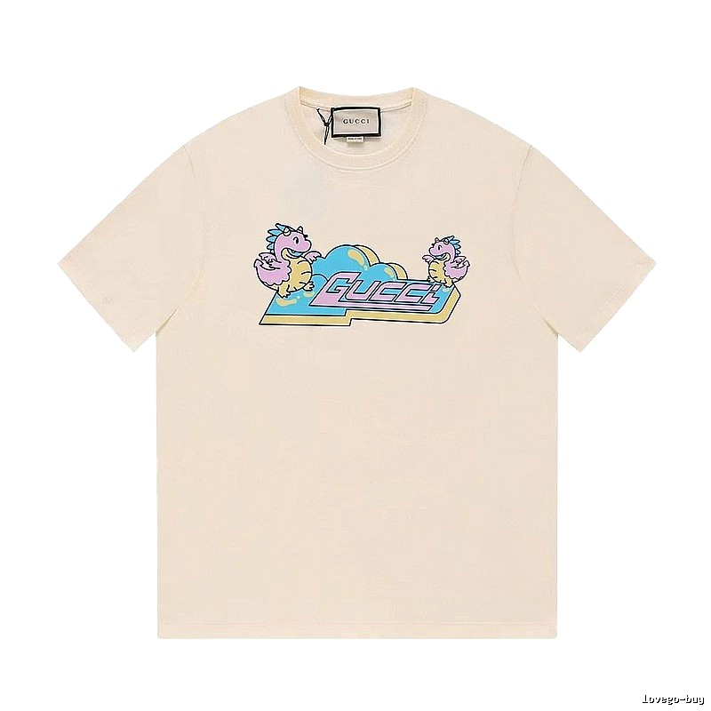 Gucci Year of the Dragon Collection Cartoon Style Off-white Short Sleeve T-shirt