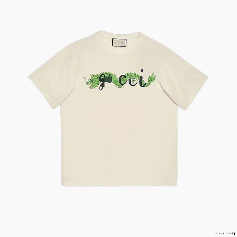 Gucci Year of the Dragon Collection Vintage Style Off-White Short Sleeve T-Shirt