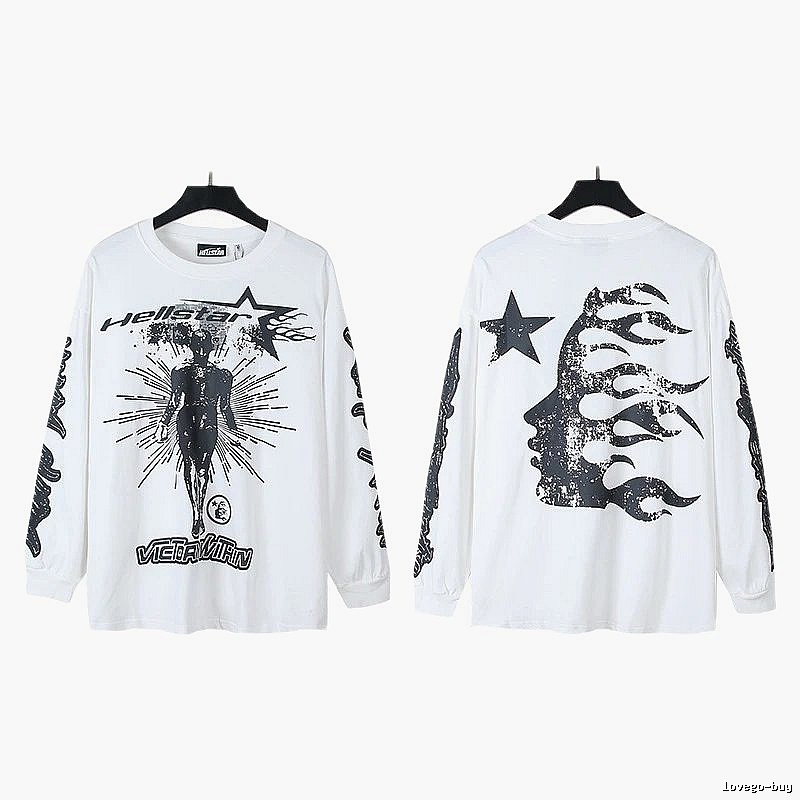 Hellstar dark style white long-sleeved shirt