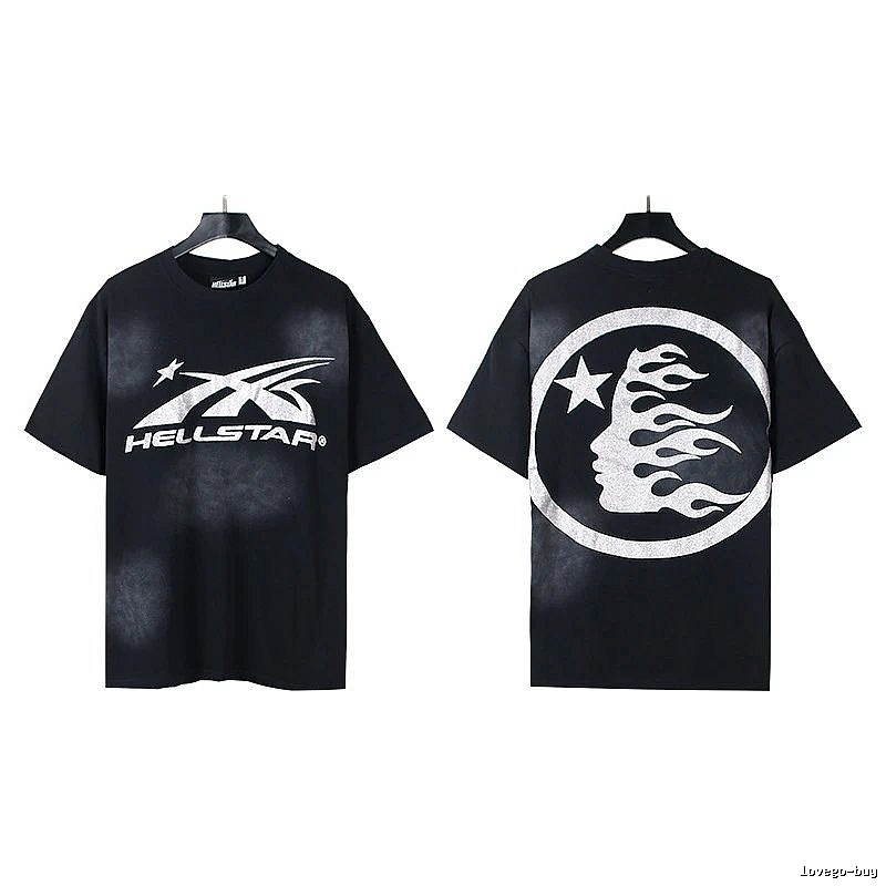 Hellstar Flame Print Street Style Black T-Shirt