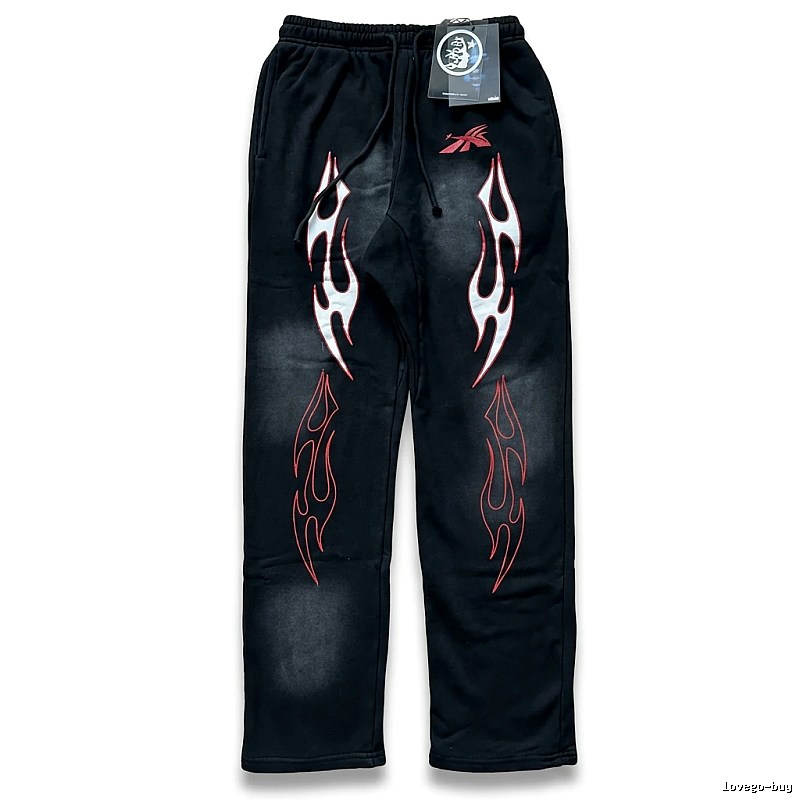 Hellstar Flame Wind Black Sweatpants