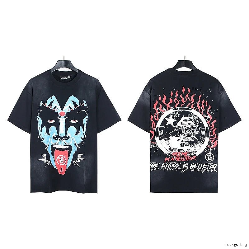 Hellstar Grimace Print Street Style Black Short-sleeve T-shirt