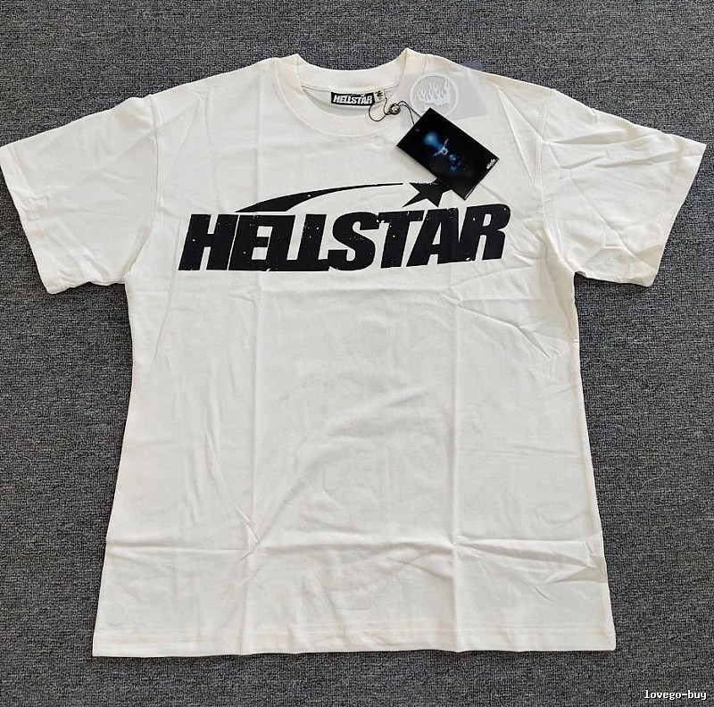 Hellstar Letter Print Street Style Off-white T-Shirt