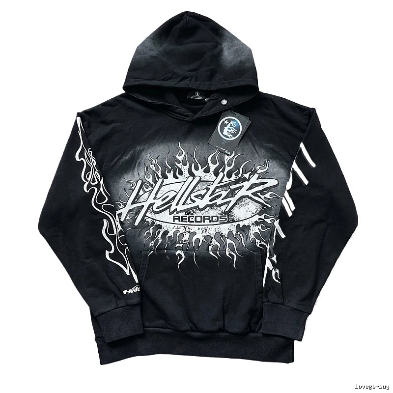 Hellstar Records Flame Wind Black Hoodie
