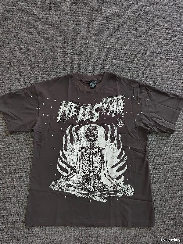 Hellstar Skull Print Dark Style Brown T-Shirt