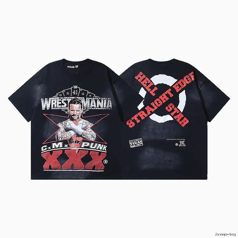 Hellstar Wrestling Co-branded American Retro Black T-Shirt