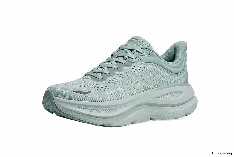 HOKA retro-style light gray running shoes