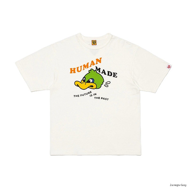 HUMAN MADE Green Duck Print Japanese Streetwear Off-white Short-sleeve T-shirt
