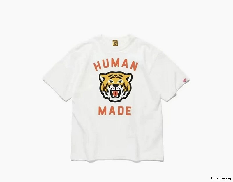 HUMAN MADE Tiger Head Vintage Japanese Style White Short-sleeve T-shirt