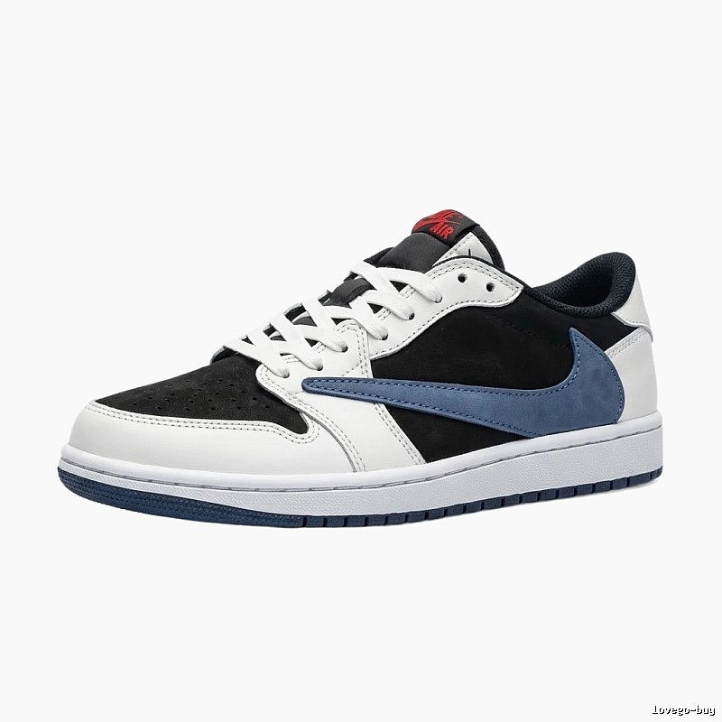Jordan AJ1 Black, White and Blue Trendy Shoes