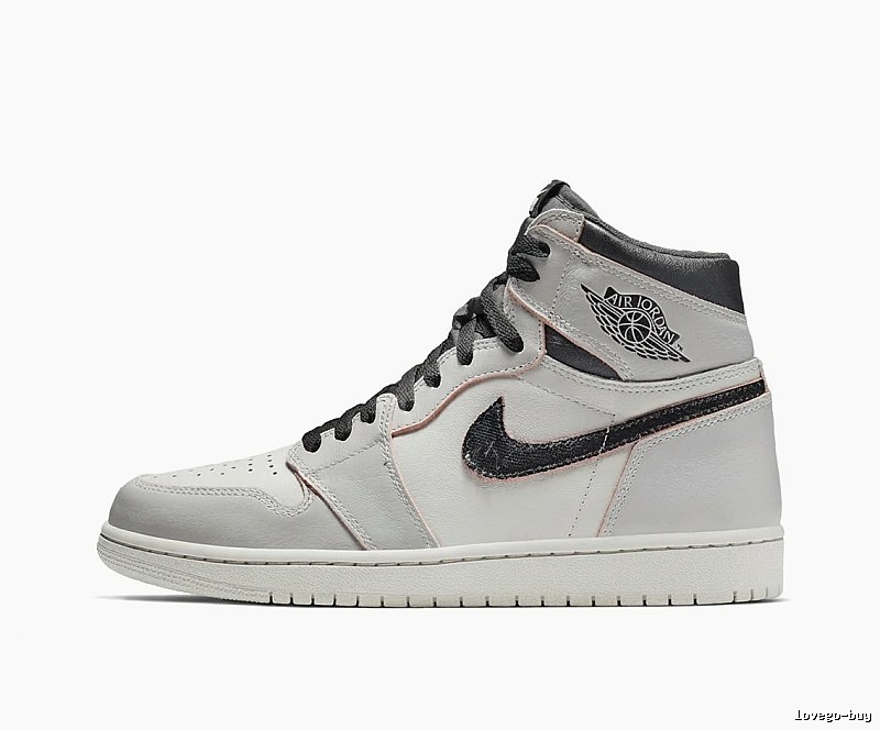 Jordan AJ1 High-Top Gray and White Athletic Shoes