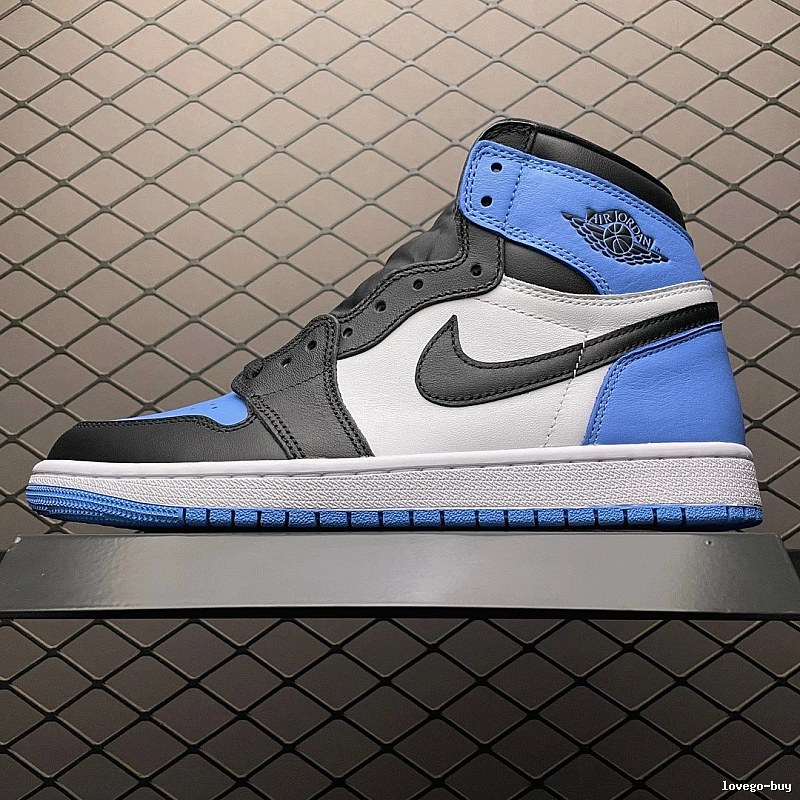 Jordan Basketball High-Tops in Black and Blue with Molded Eyelet Wings