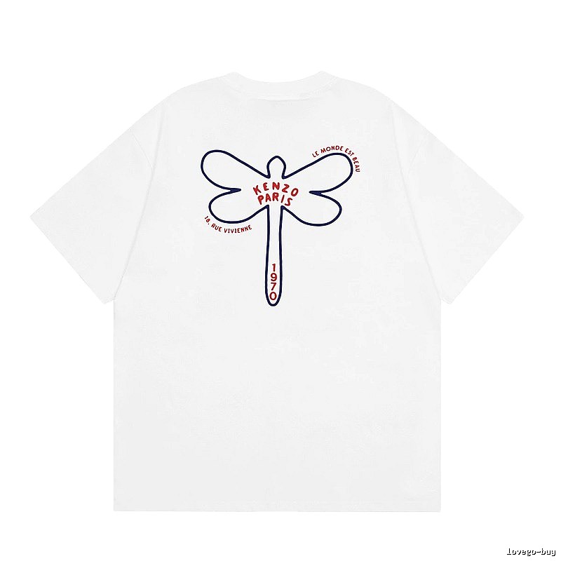 KENZO Dragonfly Print Casual White T-Shirt