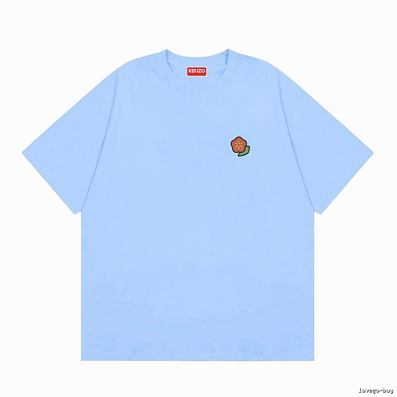 KENZO Embroidered Small Flower Casual Style Light Blue T-Shirt