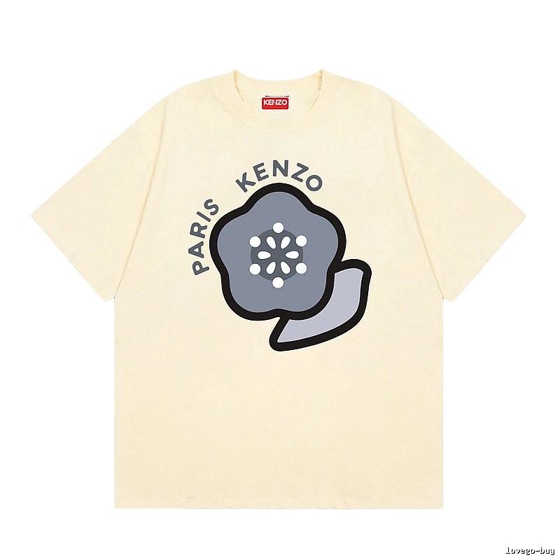 KENZO Paris Floral Print Casual Style Beige T-shirt