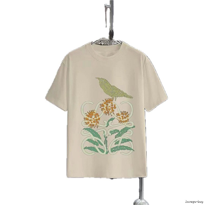 LOEWE Bird and Flower Print Casual Off-white T-shirt