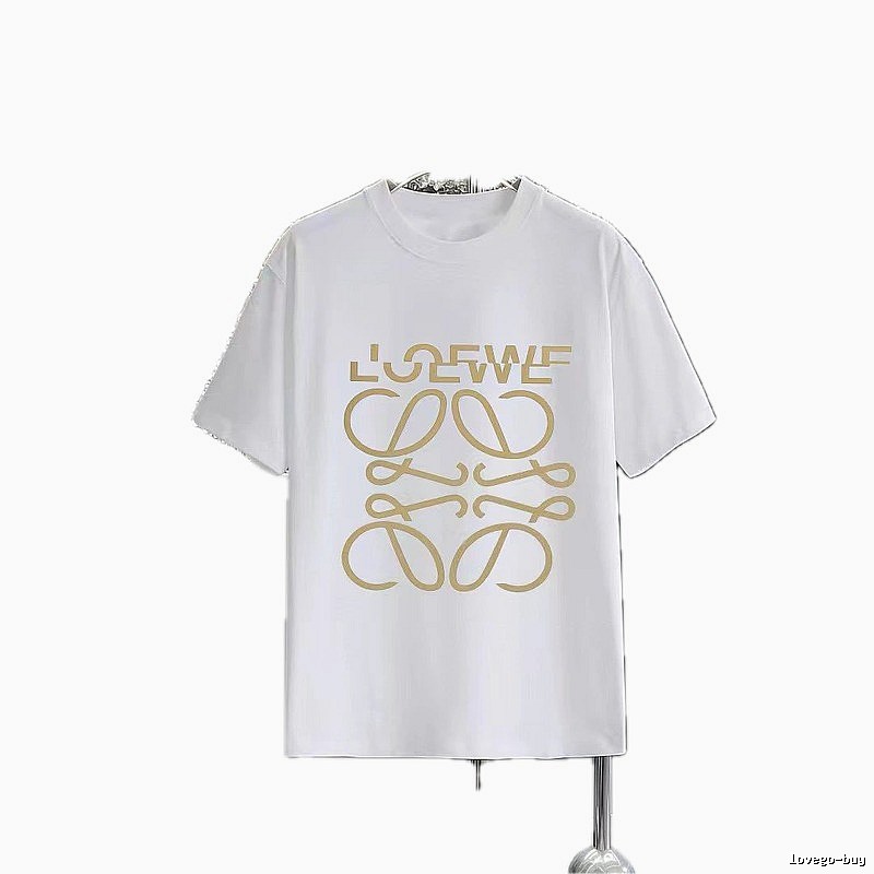 LOEWE Gold Hot-stamped Logo Light Luxury Style White T-Shirt