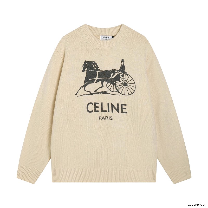 Logo Knit Sweater for School Runs in CELINE Style