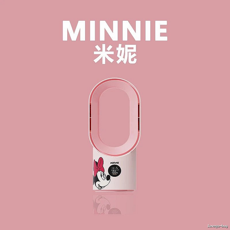 Lotso Office Fan Misting Bladeless Fan Minnie Character Misting Bladeless Smart Control Oscillation Digital Display Long Runtime Two Mist Levels