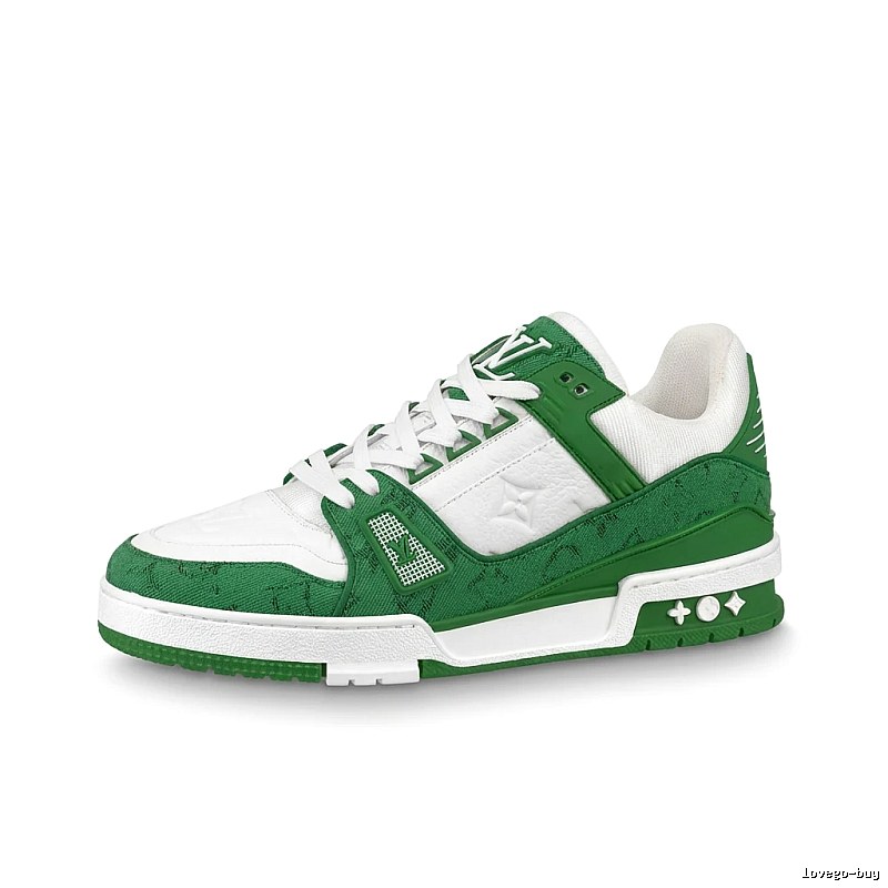 Louis Vuitton green and white retro sports shoes