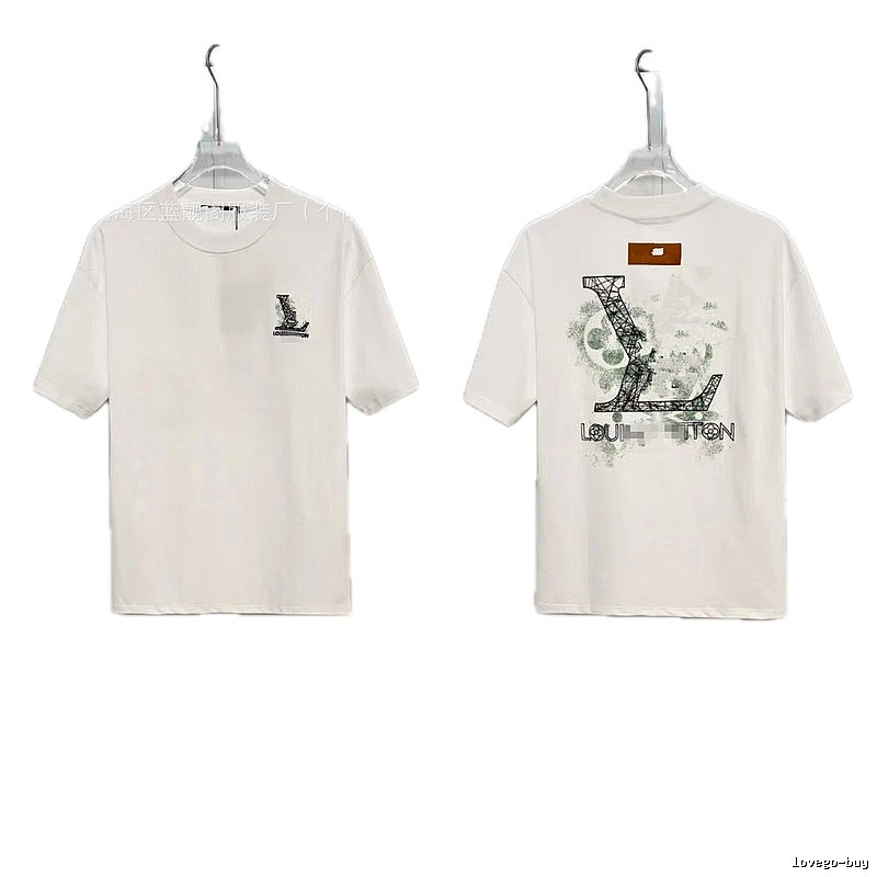 Louis Vuitton Large Print Trendy Style White T-Shirt