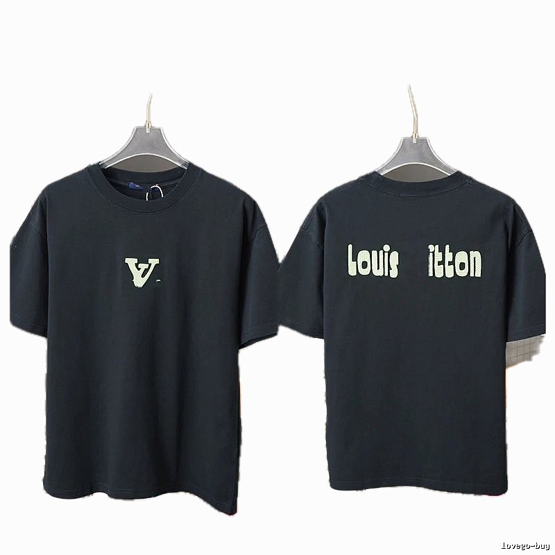 Louis Vuitton Letter Print Casual Style Black T-Shirt
