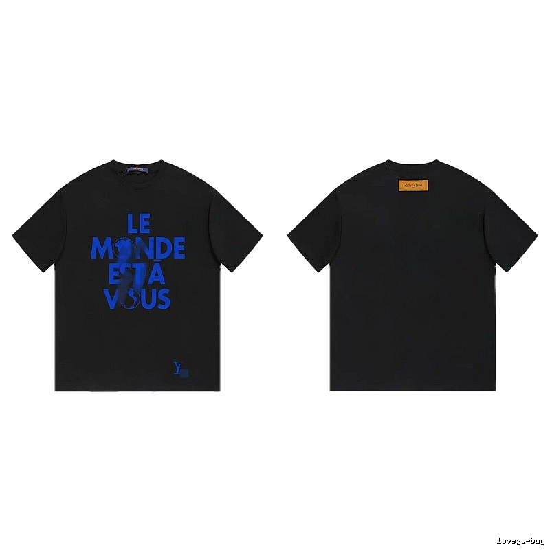 Louis Vuitton Letter Print Trendy Cool Black T-Shirt