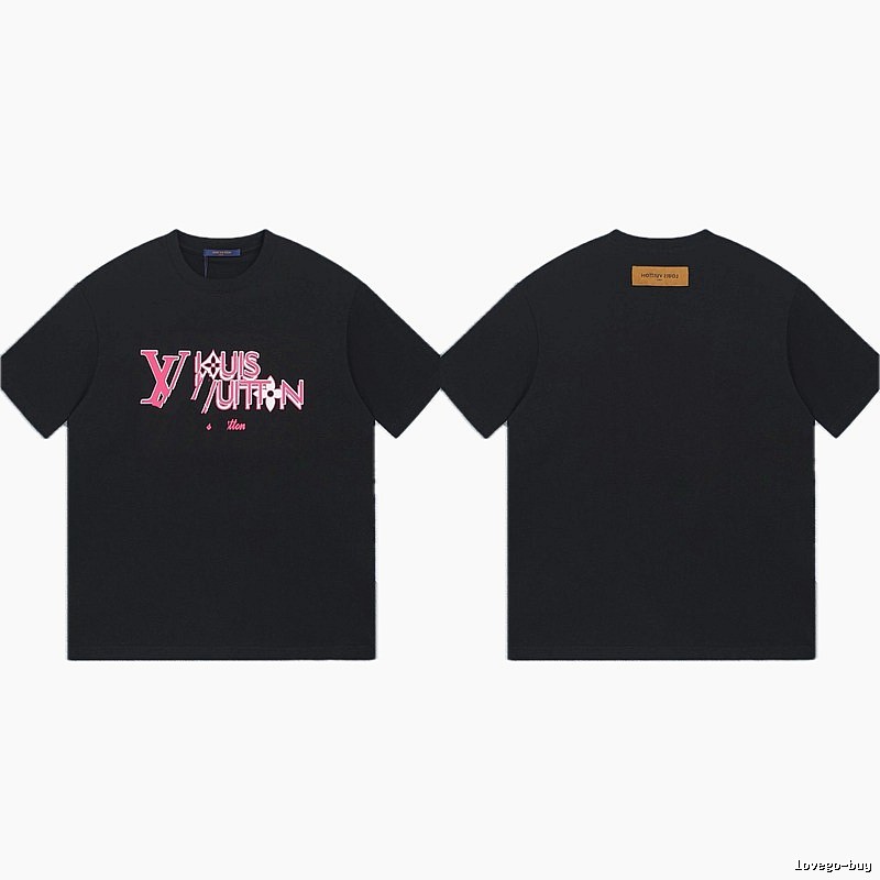 Louis Vuitton Letter Print Trendy Style Black T-shirt
