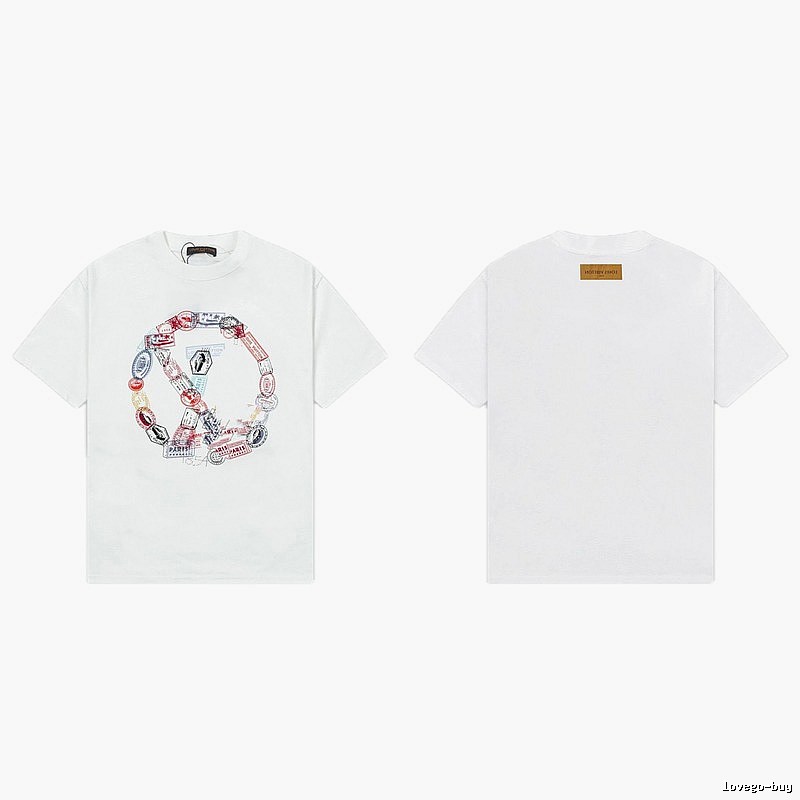Louis Vuitton Postmark Print Vintage Style White T-Shirt