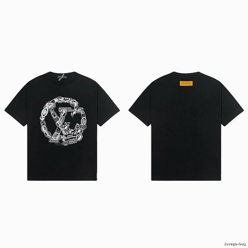 Louis Vuitton Printed Trendy Style Black Short-sleeve T-shirt