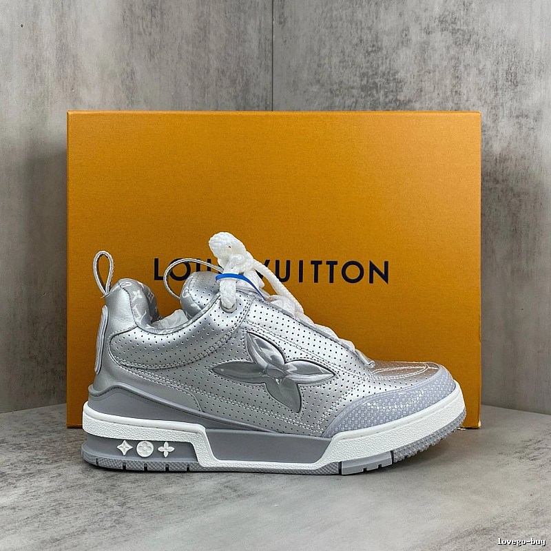 Louis Vuitton Silver Monogram Low-top on Silver Sneaker for Casual Outfits