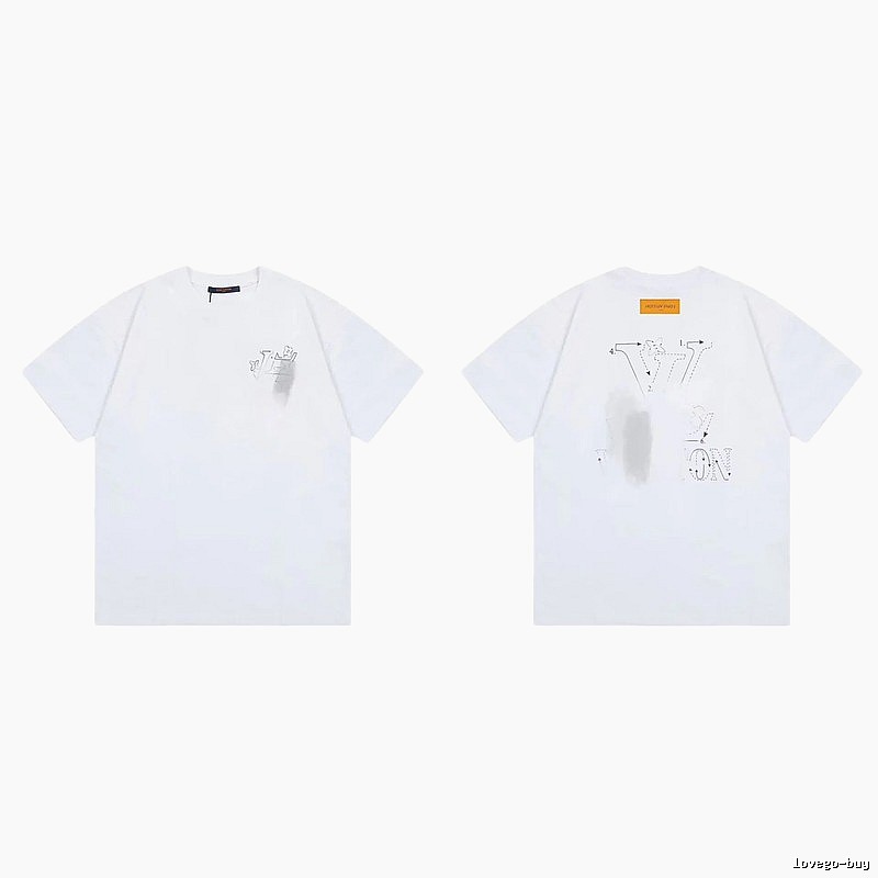 Louis Vuitton Trendy Line-drawing Style White Short-sleeve T-shirt