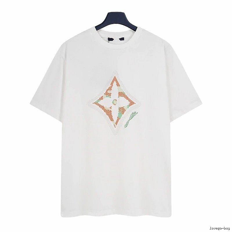 Louis Vuitton Trendy White T-Shirt with Diamond Print