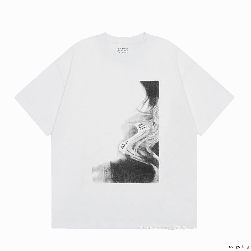 Maison Margiela Abstract Ink-wash Style White Short-sleeve T-shirt