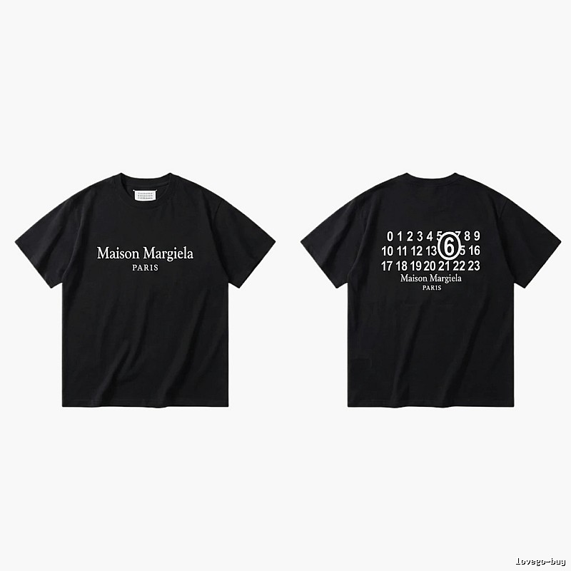 Maison Margiela black T-shirt with digital printing.