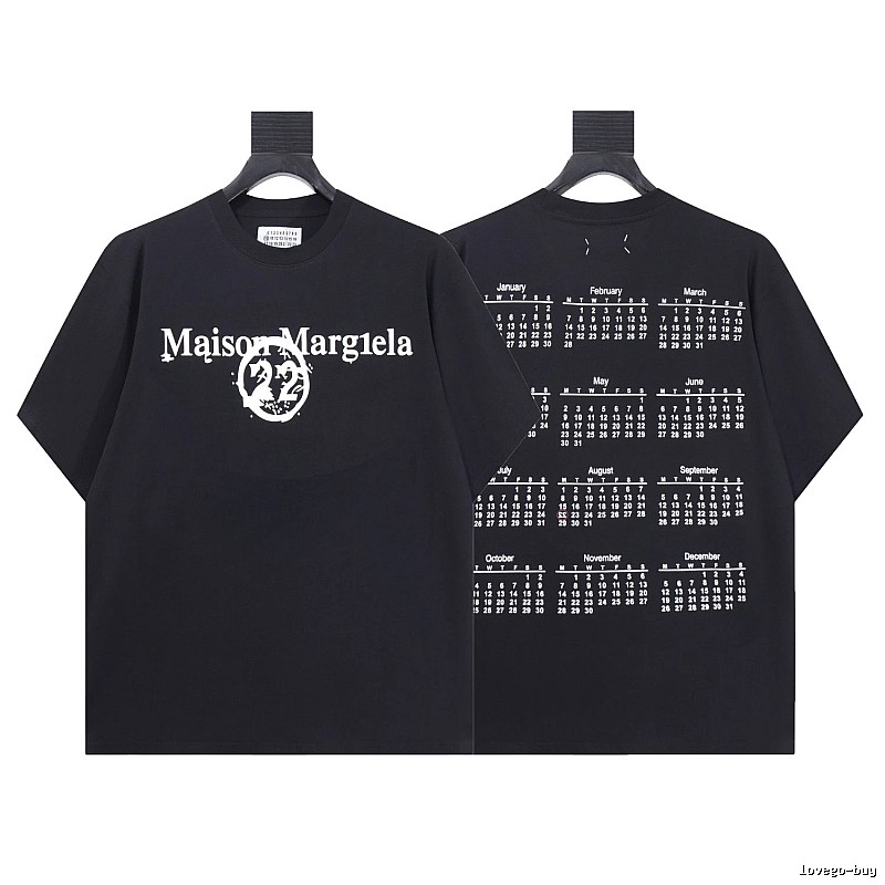 Maison Margiela Calendar Print Trendy Cool Black T-Shirt