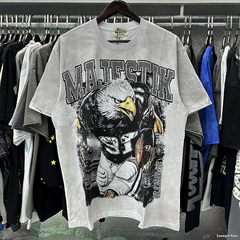 MAJESTIK Rugby Street Style Distressed White T-Shirt
