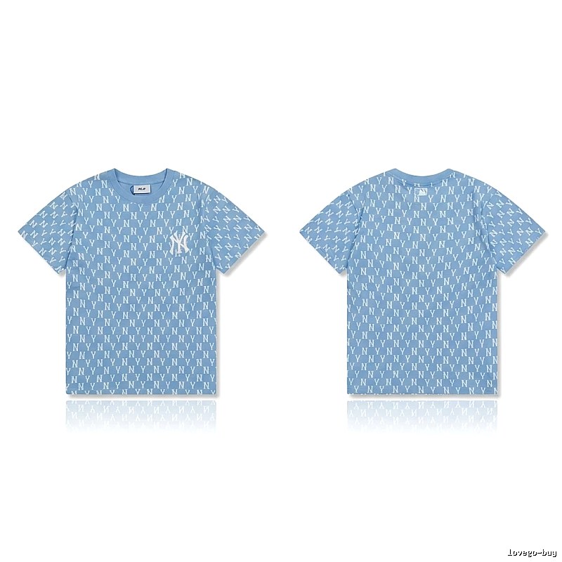 MLB full - print style light blue T - shirt