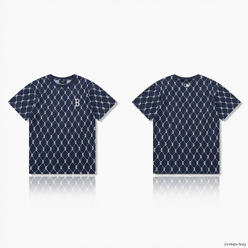 MLB full - printed style navy blue T - shirt