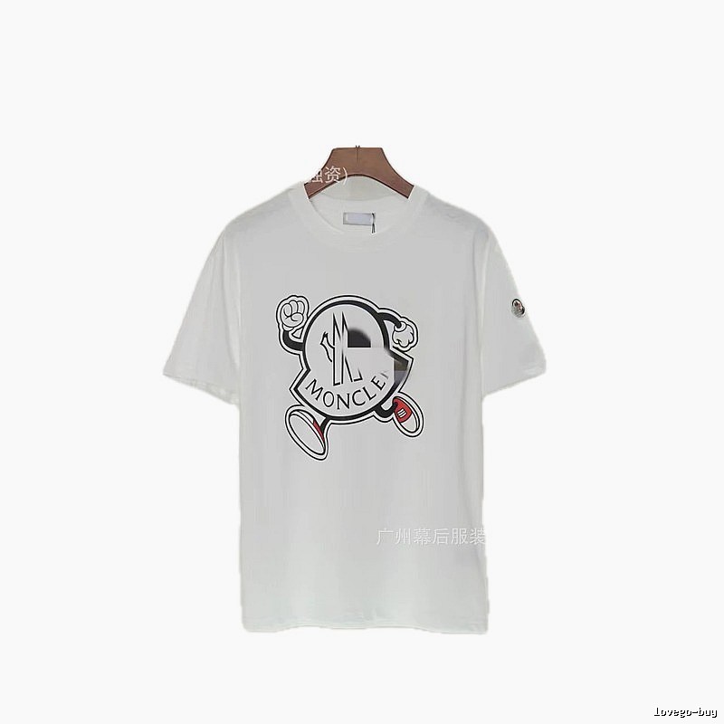 Moncler Cartoon Print Casual Style White T-Shirt
