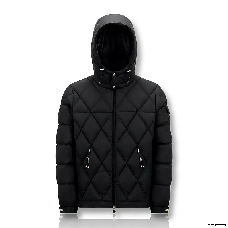 Moncler diamond-check trendy and cool style black down jacket