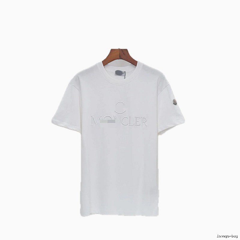 Moncler Embossed Casual Style White Short-sleeve T-shirt