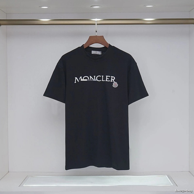 Moncler Embroidered Casual-Style Black T-Shirt