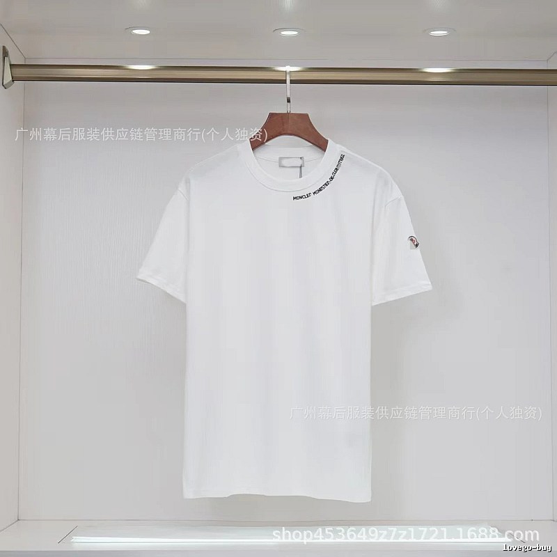 Moncler Embroidered Casual Style White Short-sleeve T-shirt