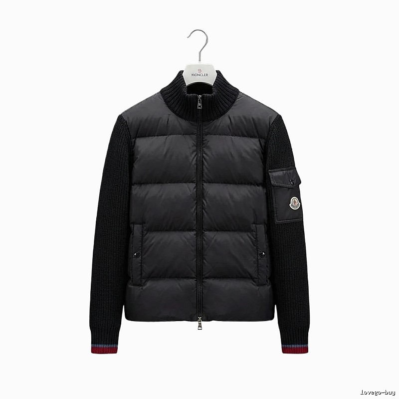 Moncler knitted and spliced black down jacket