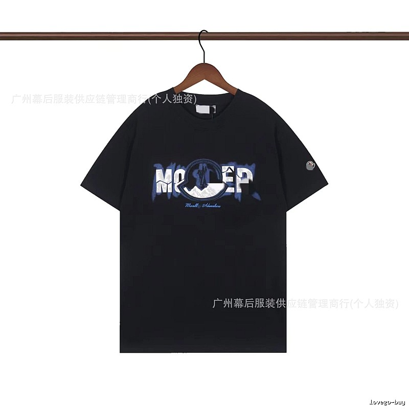 Moncler Letter Print Casual Black T-Shirt